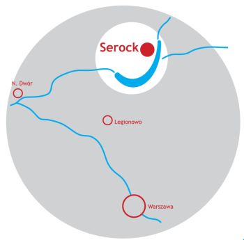 Serock -schematyczna mapa położenia miasta nad Jeziorem...
